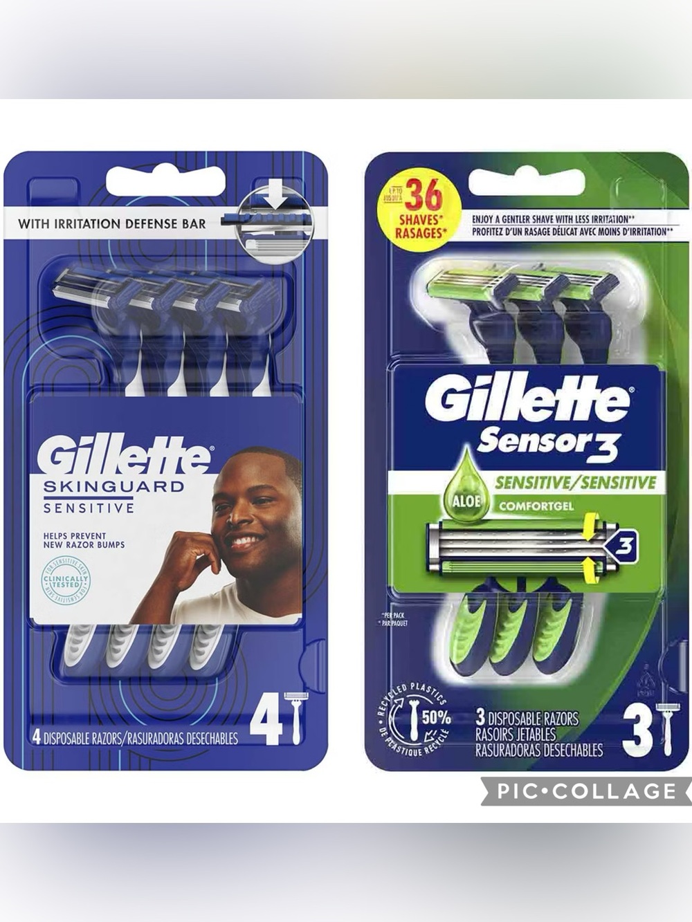 Gillette Sensor 3 & Gillette Skinguard Sensitive Shaving Pack of 7 Razors
